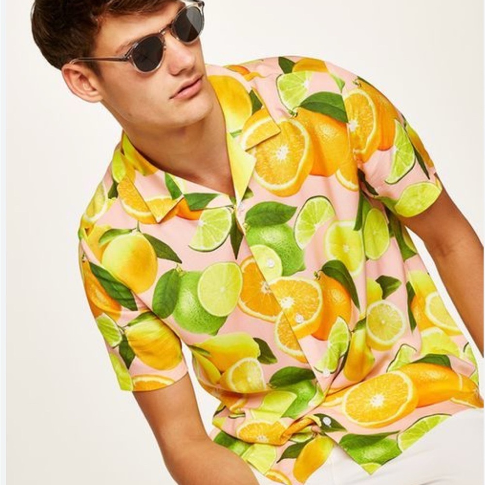 Topman Citrus and Lime Print Men's Shirt